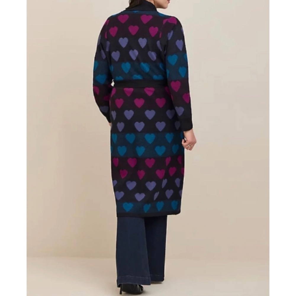 🆕 💜💕Heart Plush Duster Tie Front Cardigan Sweater 2 2X 18 20 NWT Torrid New!